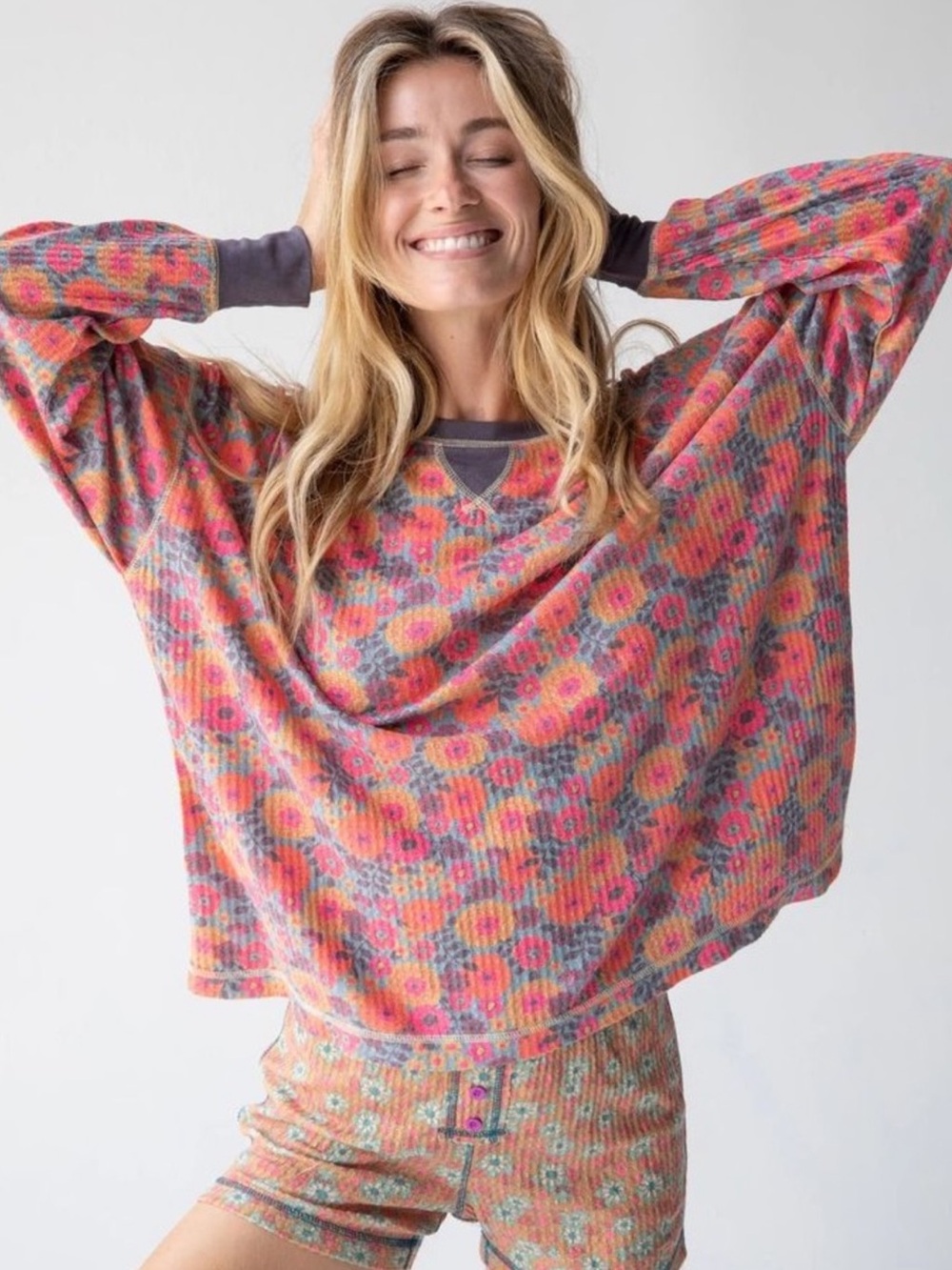Natural Life Floral Ribbed Knit long sleeve